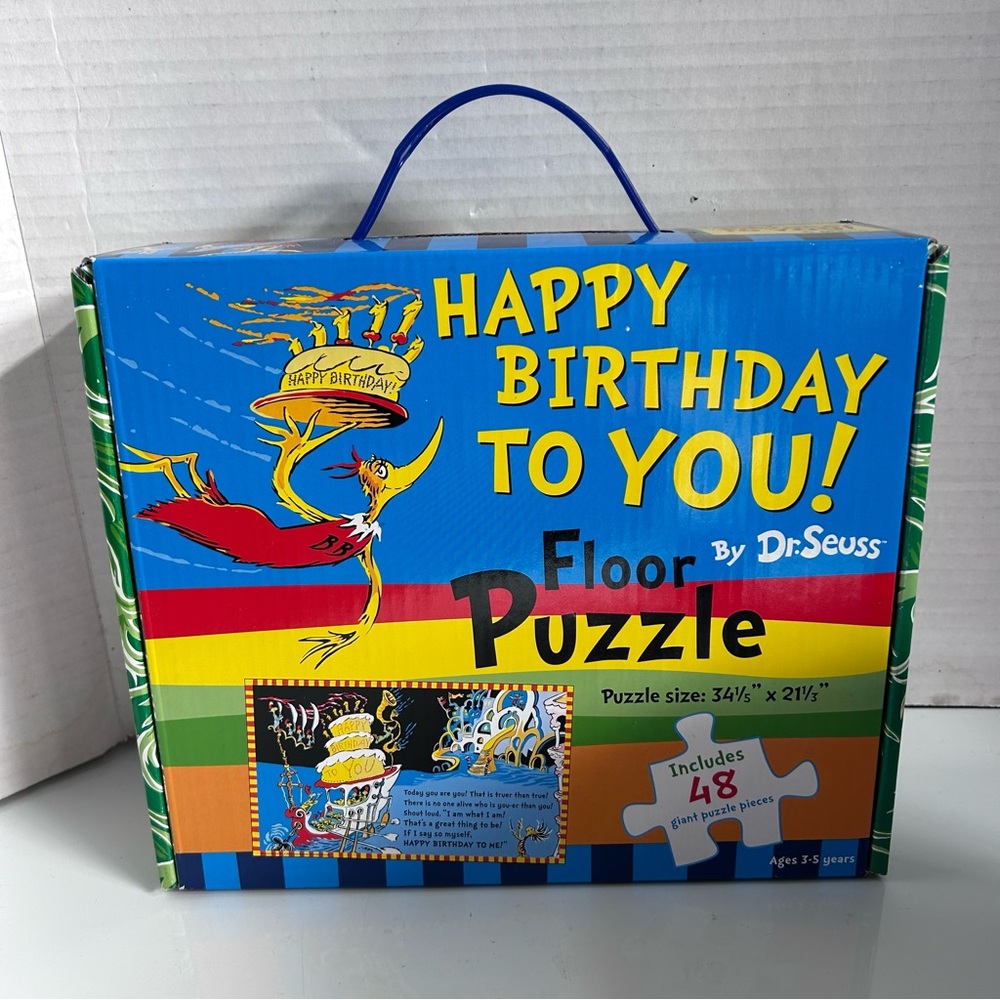 Giant 48 pcs Floor Puzzle by Dr. Seuss - HAPPY BIRTHDAY TO YOU 34.33” x 21.33”